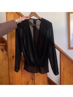 Black sheer long sleeve blouse. very j size small